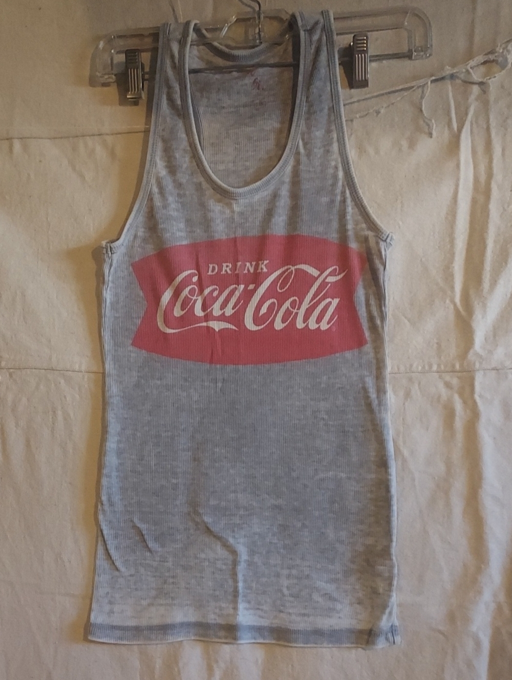 Coca Cola Gray Tank with Red Logo Graphic